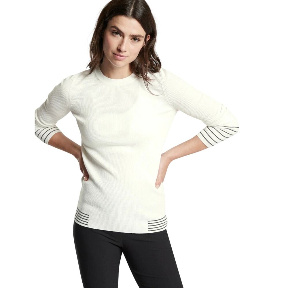 ATHLETA Table Rock Sweater Womens S Sea Salt Black Thermolite Merino Baselayer